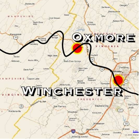 Oxmore, VA, fictionalized map