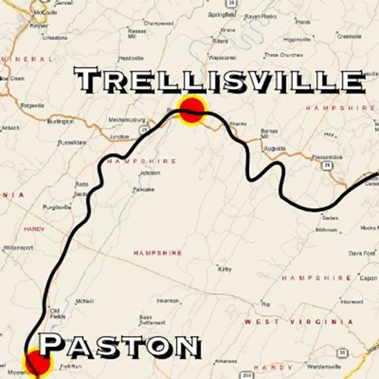 Trellisville, WV, fictionalized map
