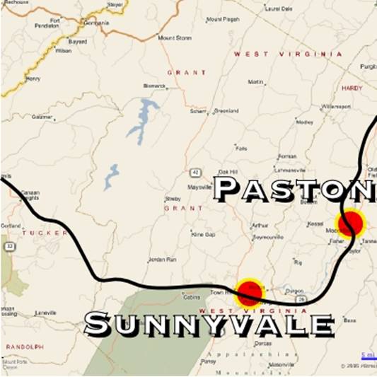 Sunnyvale, WV, fictionalized map